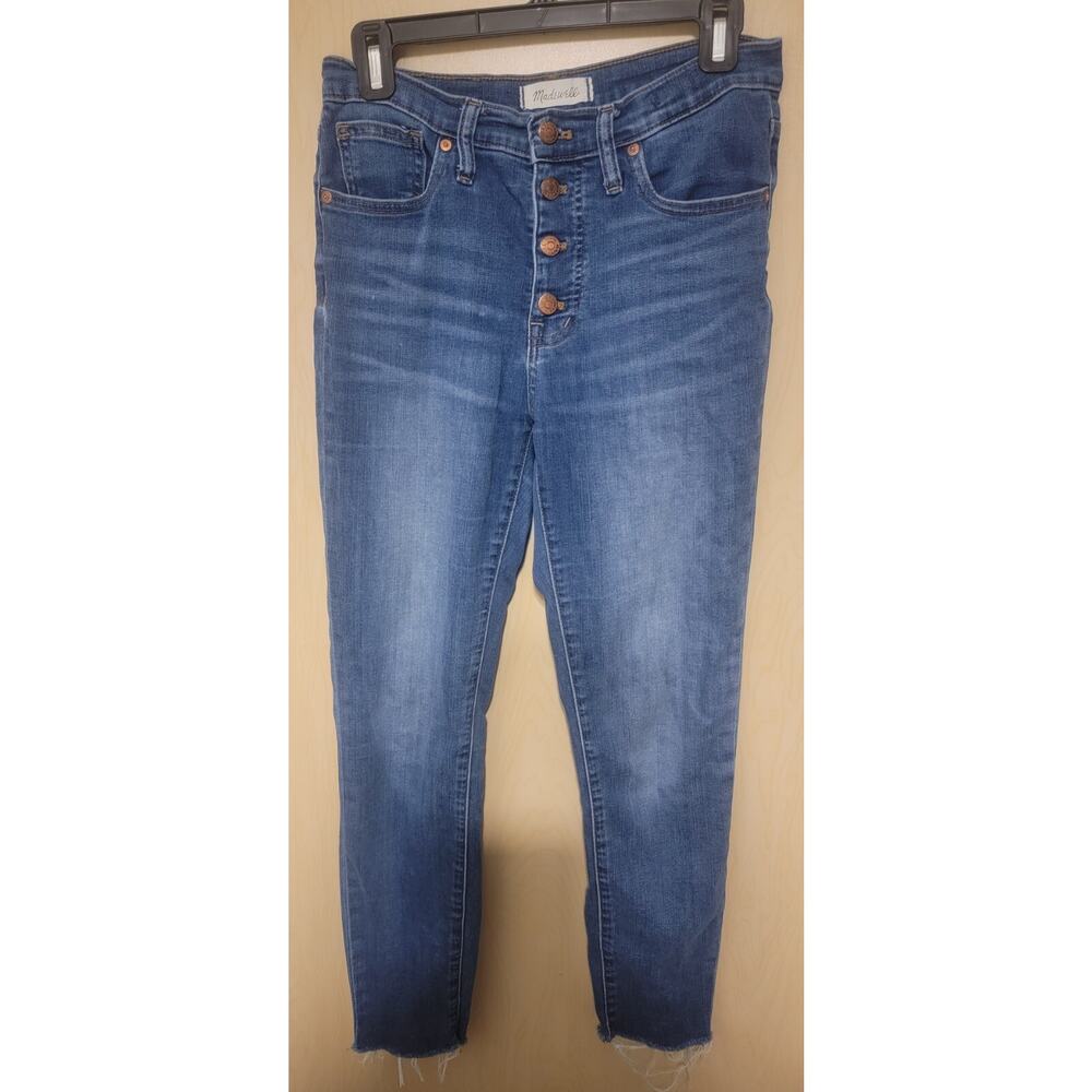 Madewell 9 inch high rise skinny leg jeans womens size 27 Medium Wash Raw Hem